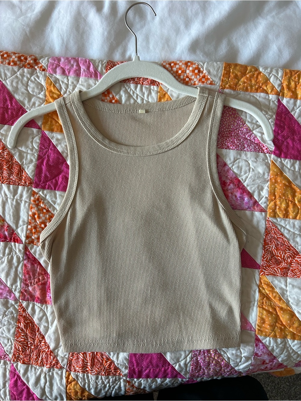 Women’s Cream Ribbed Tank Top - Classic Sleeveless Crop